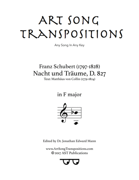 Free Sheet Music Nacht Und Trume D 827 F Major