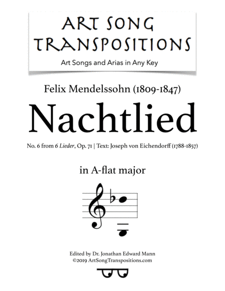 Nachtlied Op 71 No 6 A Flat Major Sheet Music