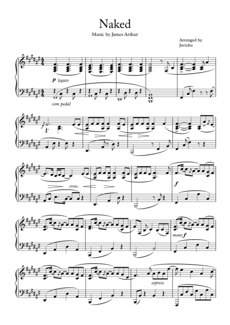 Naked By James Arthur Arrenged By Javichu Sheet Music