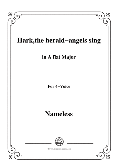 Nameless Christmas Carol Hark The Herald Angels Sing In A Flat Major For Voice And Piano Sheet Music