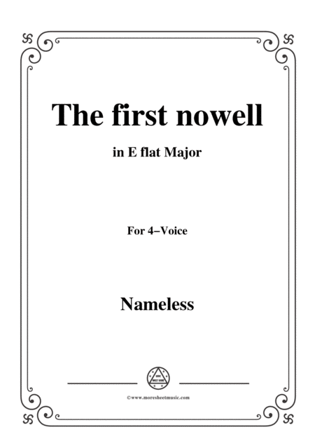 Free Sheet Music Nameless Christmas Carol The Flrst Nowell In E Flat Major For Voice And Piano