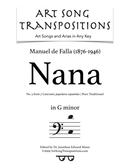 Free Sheet Music Nana Transposed To G Minor Bass Clef