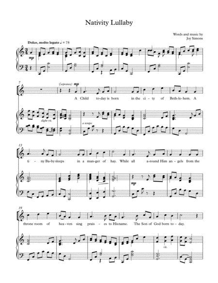 Free Sheet Music Nativity Lullaby