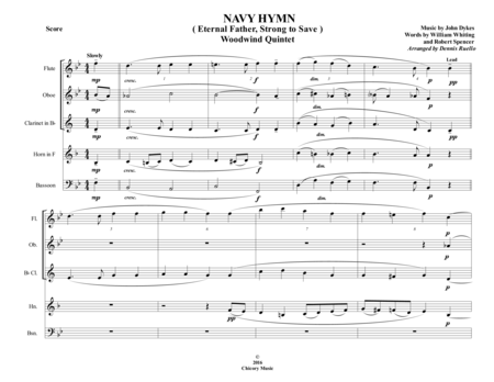 Navy Hymn Eternal Father Strong To Save Woodwind Quintet Intermediate Sheet Music