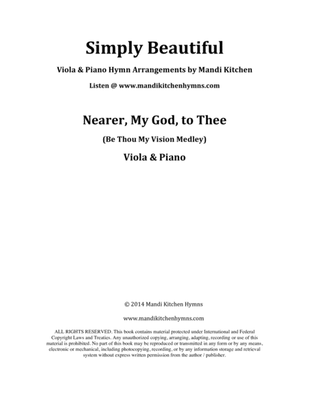 Nearer My God To Thee Be Thou My Vision Medley Viola Piano Duet Sheet Music