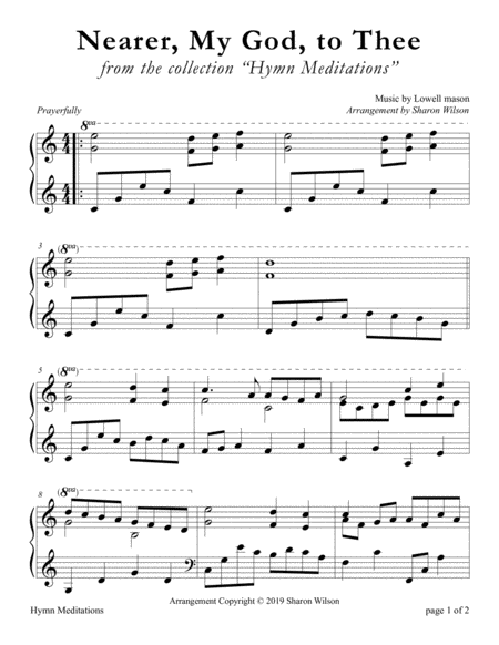 Nearer My God To Thee Large Print Piano Solo Sheet Music