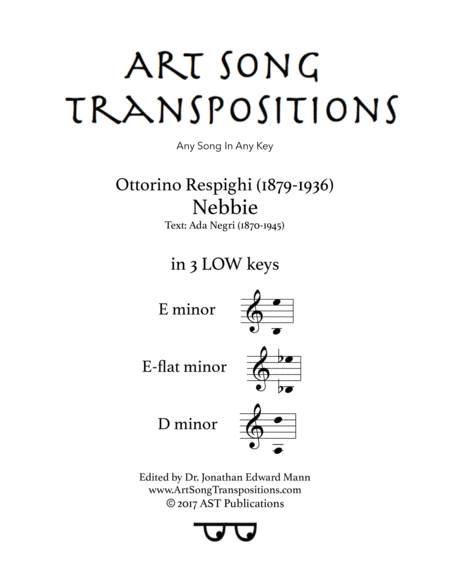 Nebbie In 3 Low Keys E E Flat D Minor Sheet Music