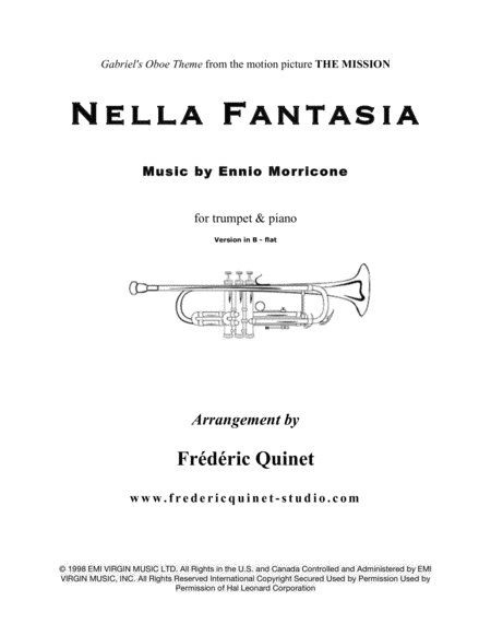 Nella Fantasia For Trumpet And Piano Version In B Flat Sheet Music