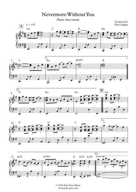 Free Sheet Music Nevermore Without You