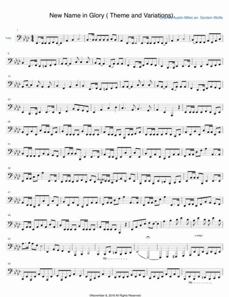 Free Sheet Music New Name In Glory Theme And Variations