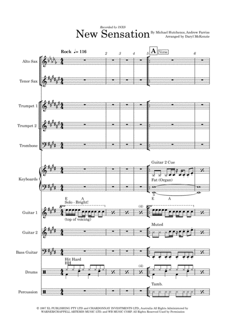 New Sensation Vocal With Small Band 3 5 Horns Key Of E Sheet Music