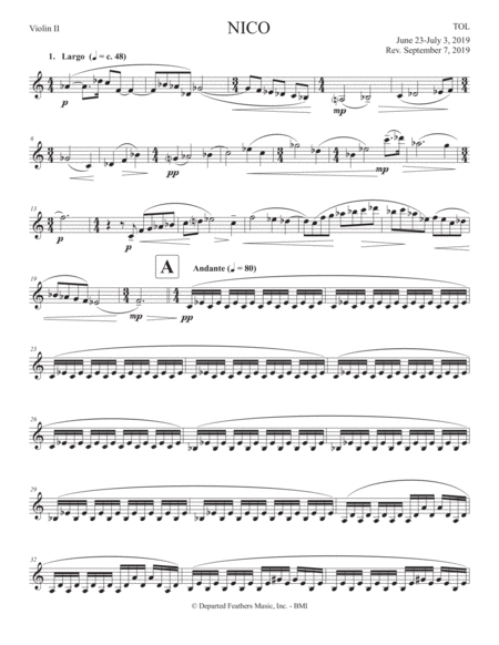 Free Sheet Music Nico 2019 For String Quartet Violin 2 Part