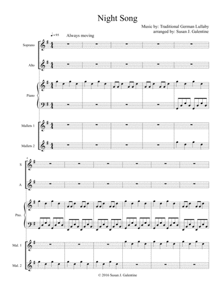 Free Sheet Music Night Song