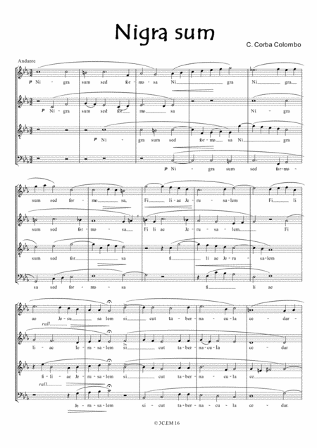 Free Sheet Music Nigra Sum