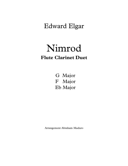 Free Sheet Music Nimrod Flute And Clarinet Duet Three Tonalities Included