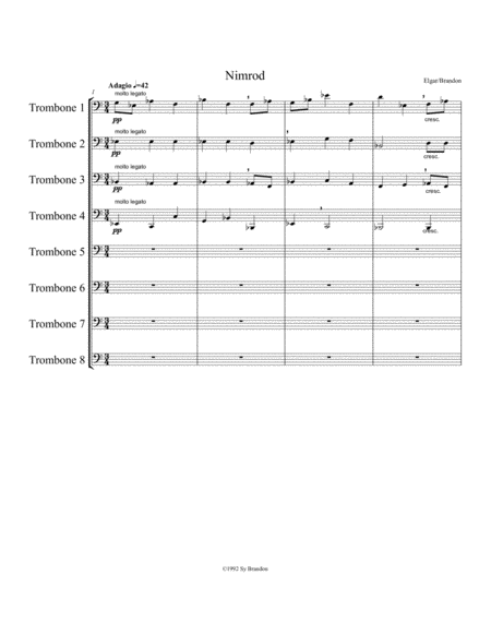 Nimrod From Enigma Variations For 8 Trombones Sheet Music