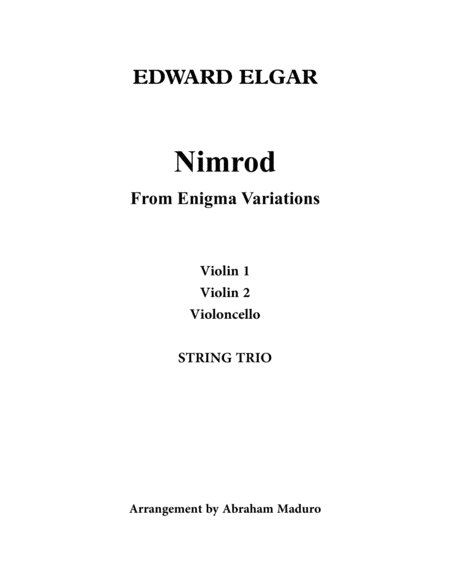 Nimrod Two Violins And Cello Trio Two Tonalities Included Sheet Music