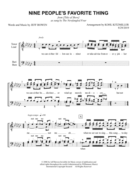 Free Sheet Music Nine Peoples Favorite Thing Ttbb