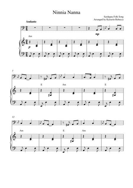 Free Sheet Music Ninnia Nanna