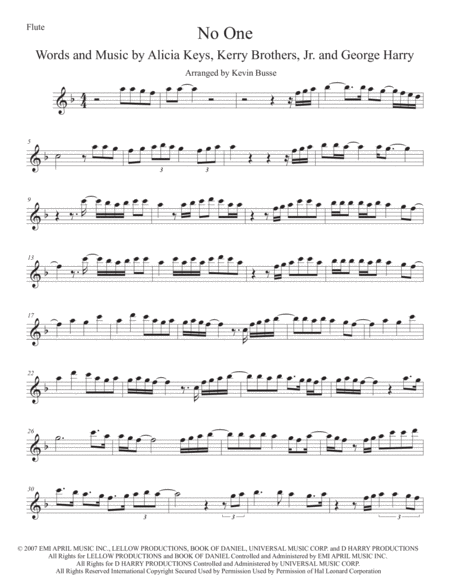 No One Flute Sheet Music