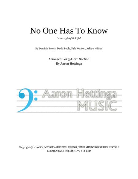 No One Has To Know 3pc Horn Section Chart Sheet Music