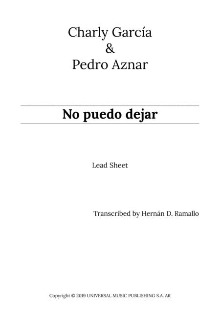 No Puedo Dejar Lead Sheet Sheet Music