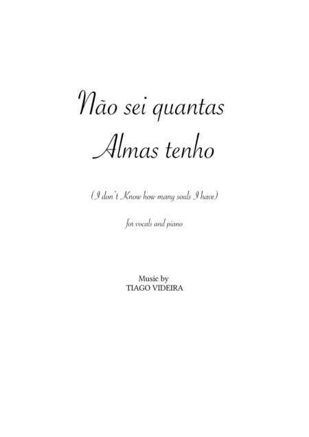 Free Sheet Music No Sei Quantas Almas Tenho I Dont Know How Many Souls I Have