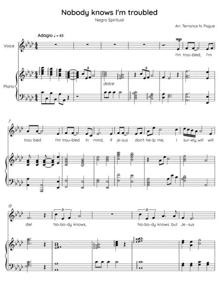 Free Sheet Music Nobody Knows I M Troubled