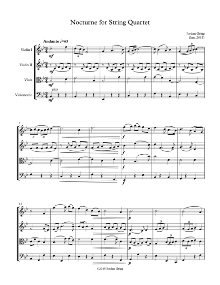 Nocturne For String Quartet Sheet Music