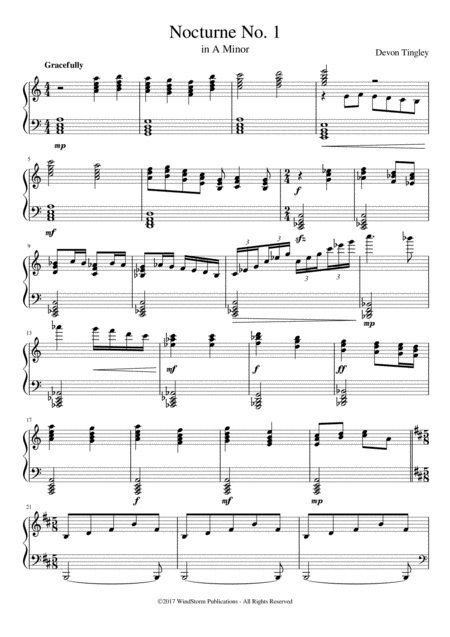 Free Sheet Music Nocturne In A Minor