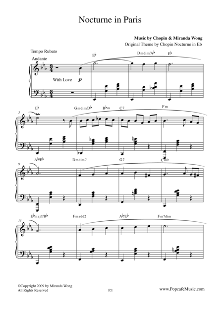 Nocturne In Paris Romantic Piano Music Sheet Music