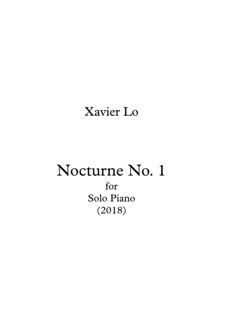 Nocturne No 1 For Solo Piano Sheet Music