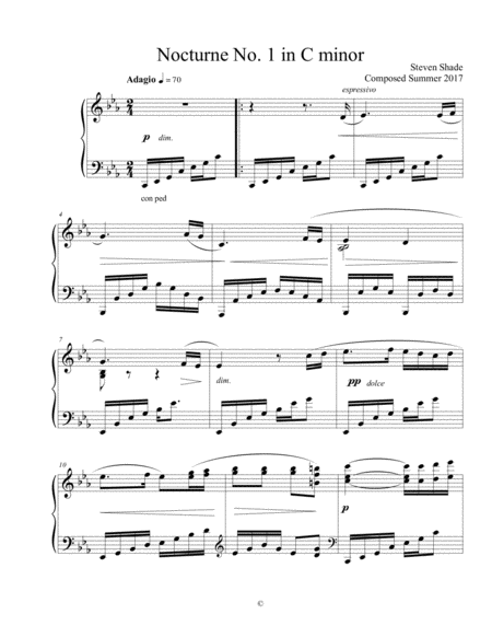 Nocturne No 1 In C Minor For Piano Solo Sheet Music