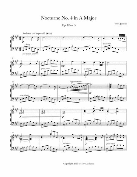 Free Sheet Music Nocturne No 4 In A Major