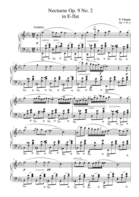 Free Sheet Music Nocturne Op 9 No 2 In E Flat