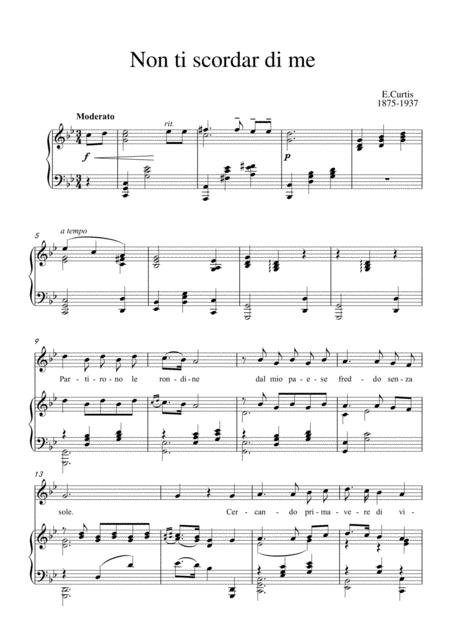 Free Sheet Music Non Ti Scordar Di Me