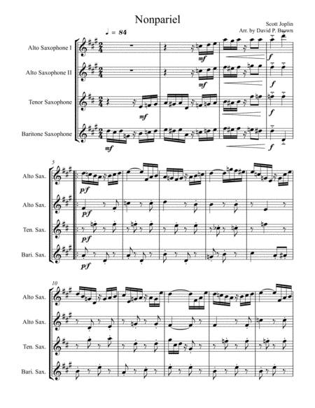 Free Sheet Music Nonpareil Rag For Saxophone Quartet