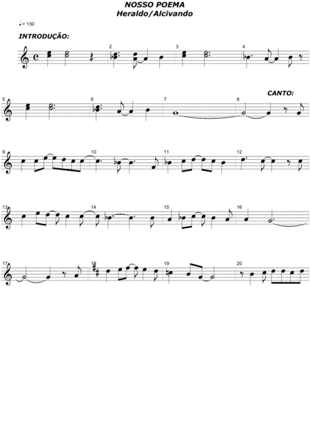 Free Sheet Music Nosso Poema Estilo Musical Rock