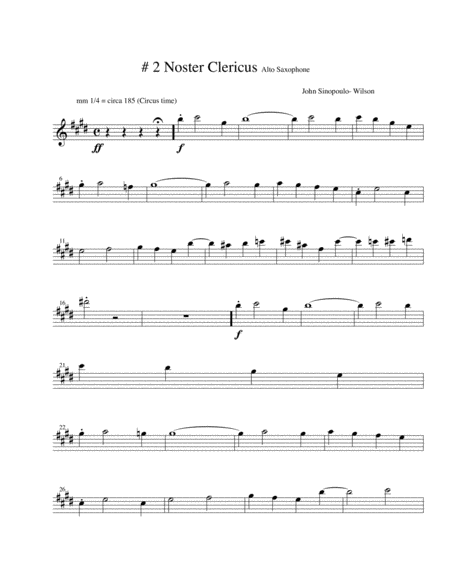 Noster Clericus Our Clergyman Alto Saxophone Part 2 Of Choir Loft Meditations Sheet Music