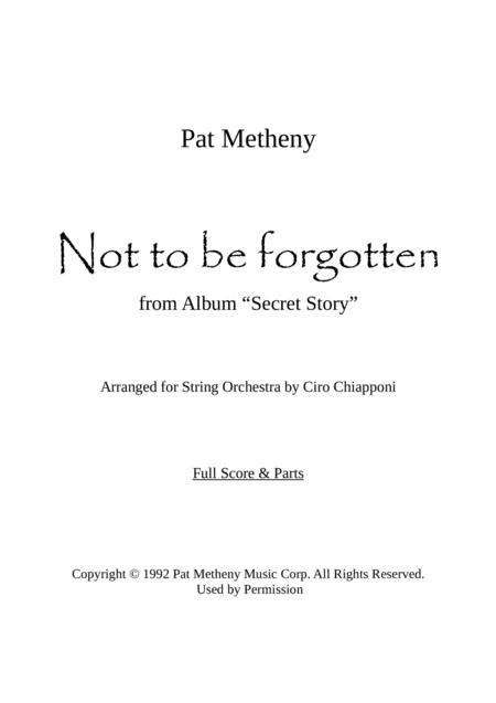 Not To Be Forgotten Sheet Music