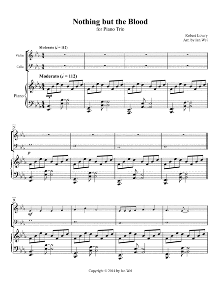 Nothing But The Blood For Piano Trio Sheet Music