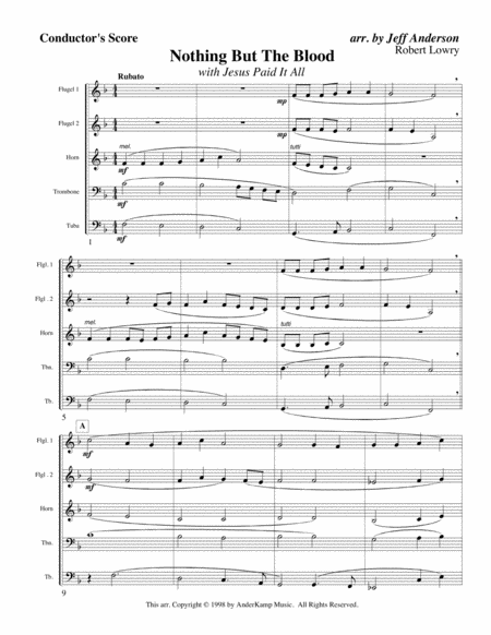 Nothing But The Blood Of Jesus For Brass Quintet Sheet Music