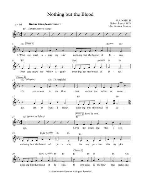 Nothing But The Blood Of Jesus Up Tempo Folk Style And Congregation Sheet Music