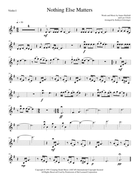 Nothing Else Matters String Quartet Sheet Music