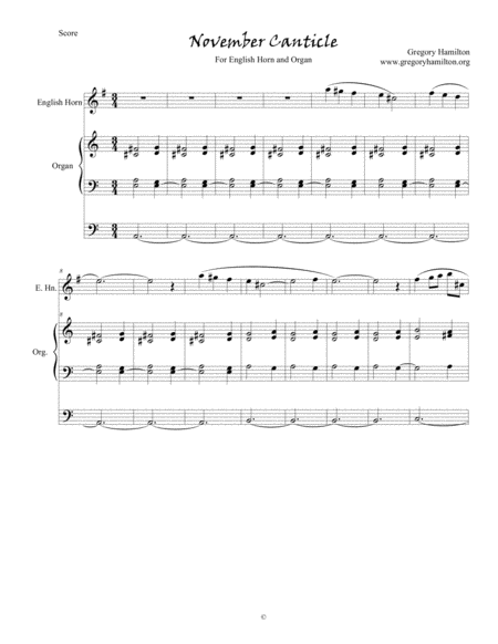 November Canticle For English Horn And Organ Sheet Music