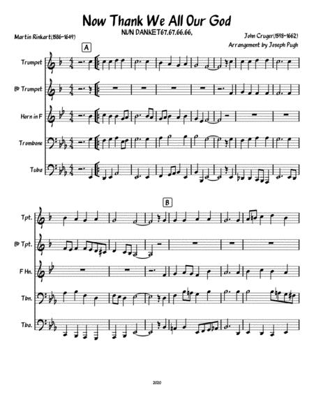 Now Thank We All Our God Brass Quintet Sheet Music