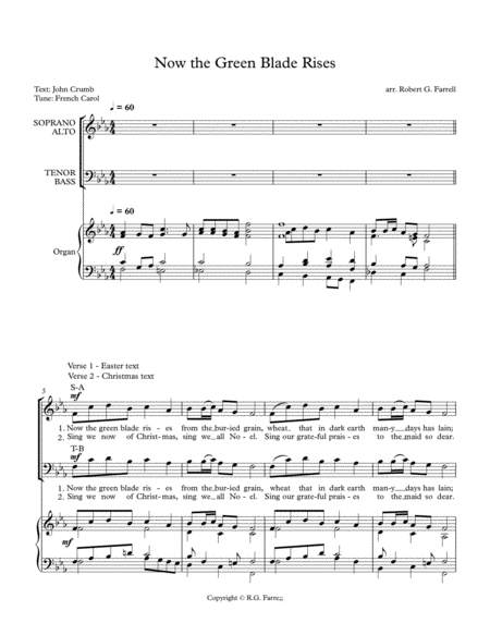 Now The Green Blade Rises Sheet Music