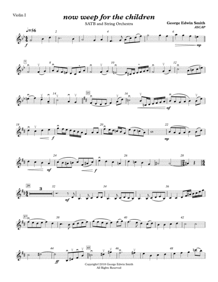 Free Sheet Music Now Weep For The Children 1 Violin I