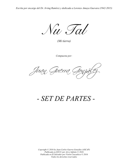Nu Tal Mi Tierra Set Of Parts Sheet Music