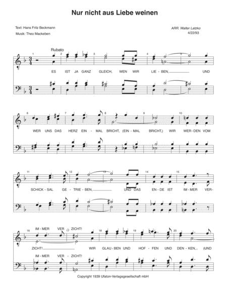 Free Sheet Music Nur Nicht Aus Liebe Weinen